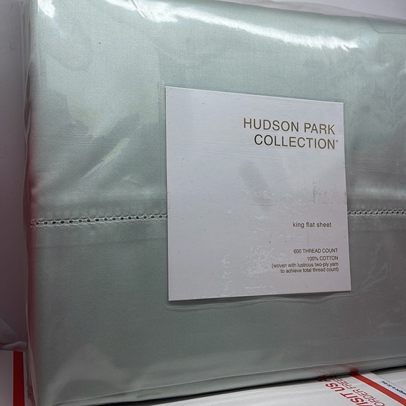BNWT Hudson park Collection King Flat Bedsheet 100% Egyptian cotton600TC Green - Picture 4 of 10